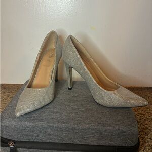 Silver glitter heels